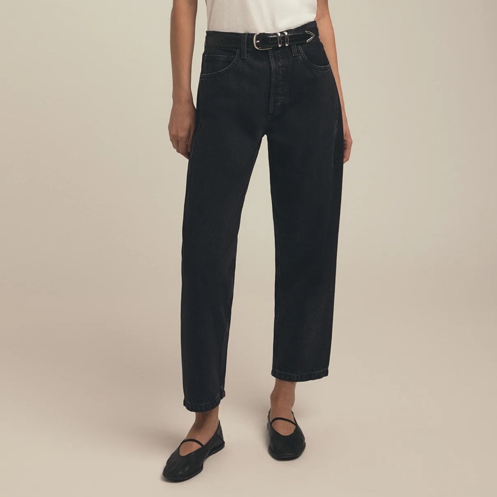 Favorite Daughter The Nikki Mid Rise Barrel Jean — Asphalt